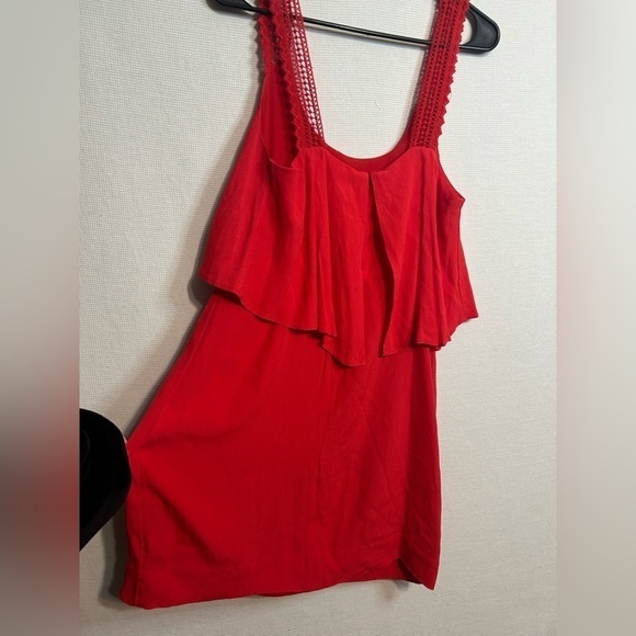 Anthropologie Maeve viscose blend cocktail casual red tiered dress - Picture 9 of 9